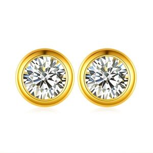 Elegant Gold over Sterling Moissanite Stud Earrings